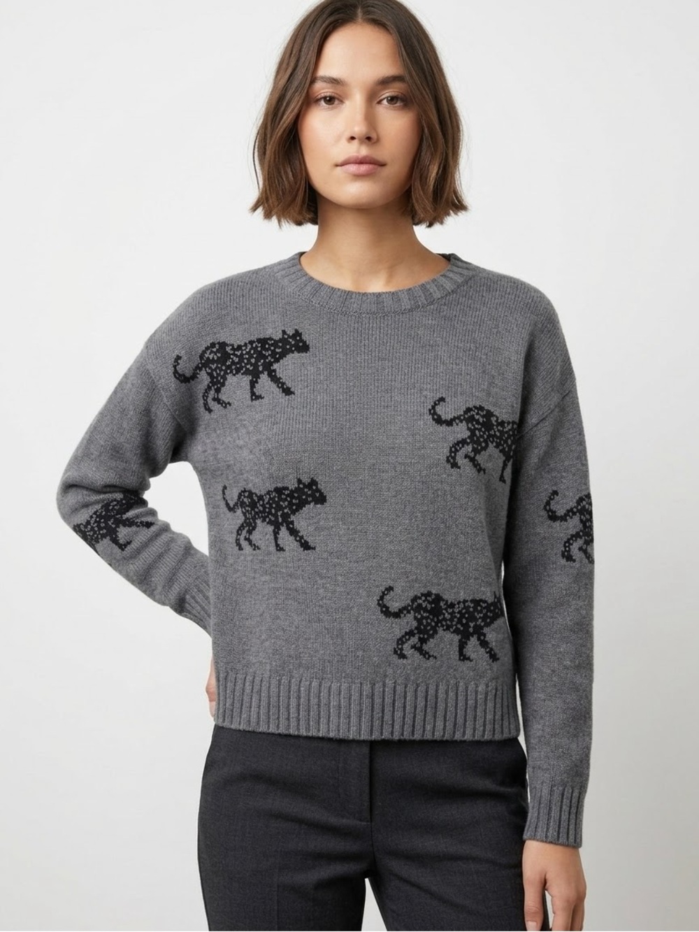 Rails Cotton Cashmere Oversized Crewneck Sweater Minimalist Cat Lady Kitschy